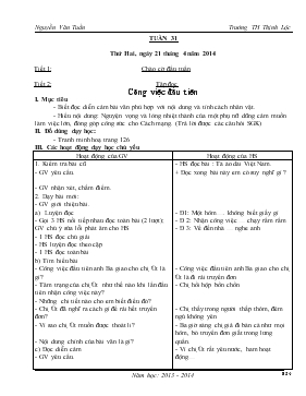Bài giảng Lớp 5 - Môn Tiếng Việt - Tiết 2: Tập đọc: Công việc đầu tiên