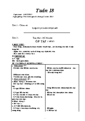 Bài giảng Lớp 5 - Môn Tiếng Việt - Tiết 2 : Tập đọc – kể chuyện: Ôn tập ( tiết 1)