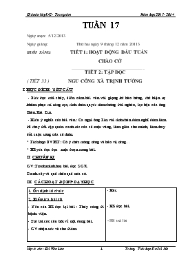 Bài giảng Lớp 5 - Môn Tiếng Việt - Tuần 17 - Tiết 2: Tập đọc ( tiết 33 ) Ngu Công xã Trịnh Tường