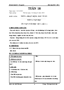 Bài giảng Lớp 5 - Môn Tiếng Việt - Tuần 18 - Tiết 2: Tập đọc ôn tập cuối học kì I ( tiết 1 )