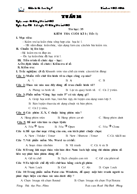 Bài giảng Lớp 5 - Môn Tin học - Tuần 18 - Kiểm tra cuối kì I ( tiết 1)