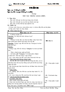 Bài giảng Lớp 5 - Môn Tin học - Tuần 28 - Thủ tục trong logo (tiếp)