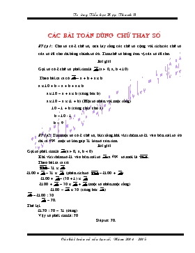 Bài giảng Lớp 5 - Môn Toán -  Các bài toán dùng chữ thay cho số