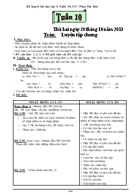 Bài giảng Lớp 5 - Môn Toán -  Tuần 10 - Luyện tập chung (tiếp)