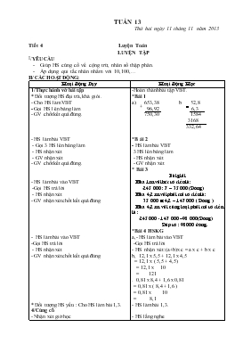 Bài giảng Lớp 5 - Môn Toán - Tuần 13 - Tiết 4 - Luyện tập