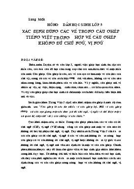 Đề tài Hướng dẫn học sinh lớp 5 xác định đúng các vế trong câu ghép tiếng việt trường hợp vế câu ghép không đủ chủ ngữ, vị ngữ