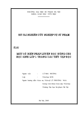 Đề tài Một số biện pháp luyện đọc đúng cho học sinh lớp một trong các tiết tập đọc