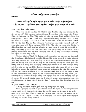 Đề tài Một số giaỉ pháp thực hiện tốt cuộc vận động xây dựng “trường học thân thiện, học sinh tích cực”