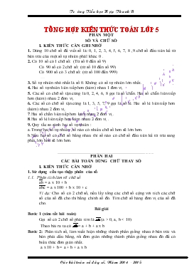 Giáo án Tổng hợp kiến thức toán lớp 5 phần một số và chữ số