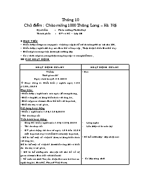 Chủ điểm: Chào mừng 1000 Thăng Long – Hà Nội