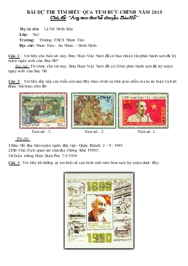 Bài dự thi tìm hiểu qua tem bưu chính năm 2015 chủ đề: “Áng tem thư kể chuyện Bác Hồ”