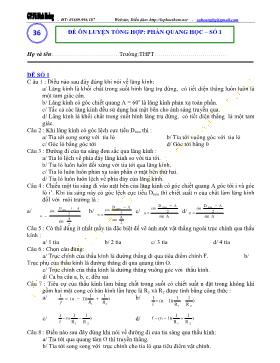 Chuyên đề bài tập vật lý lớp 11: Đề ôn luyện tổng hợp phần Quang học – số 1