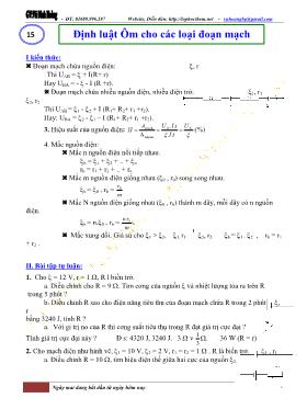 Chuyên đề bài tập vật lý lớp 11 - Định luật Ôm đối với các loại đoạn mạch
