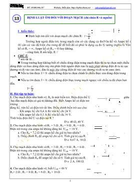 Chuyên đề bài tập vật lý lớp 11 - Định luật ôm đối với đoạn mạch (chỉ chứa r hoặc chứa r và nguồn)