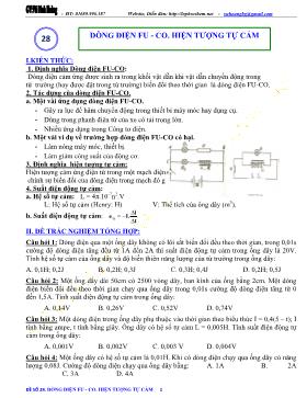 Chuyên đề bài tập vật lý lớp 11 - Hiện tượng tự cảm + dòng điện Fu-co