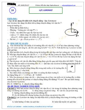 Chuyên đề bài tập vật lý lớp 11 - Lực Lorenxo