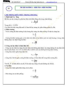Chuyên đề bài tập vật lý lớp 11 - Ôn tập chương 1: Điện tích + Điện trường