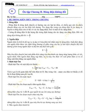 Chuyên đề bài tập vật lý lớp 11 - Ôn tập Chương II: Dòng điện không đổi