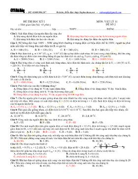Đề thi học kỳ I môn: Vật lý 11 - Đề số 2