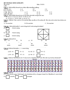 Đề thi học sinh giỏi Toán lớp 1