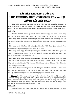 Bài viết tham dự về cuộc thi “Tìm hiểu hiến pháp nước cộng hòa xã hội chủ nghĩa Việt Nam”