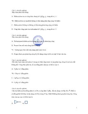 Bài tập trắc nghiệm Hóa 11 kèm đáp án - Chương 5: Hidrocacbon no