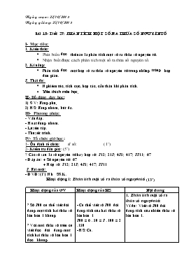 Giáo án Số học 6 tiết 27: Phân tích một số ra thừa số nguyên tố