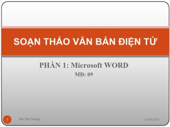 Bài giảng môn soạn thảo văn bản điện tử - Phần 1: Microsoft Word