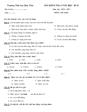 Bài kiểm tra cuối học kì II năm học: 2014- 2015 môn: Tin học 4