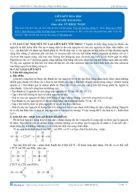 Chuyên đề 5: Một số kiến thức cơ sở của hóa học vô cơ - Bài 4: Liên kết hóa học (Phần 1)