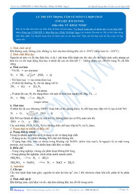 Chuyên đề 7: Lý thuyết và các dạng bài tập trọng tâm về phi kim - Bài 4: Lý thuyết trọng tâm về nhóm nitơ và các hợp chất