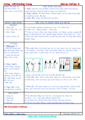 Giáo án Thể dục 9 tiết 47: Nhảy cao - Bóng chuyền - Chạy bền