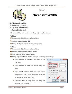 Giáo trình môn soạn thảo văn bản điện tử - Phần 1: Microsoft Word