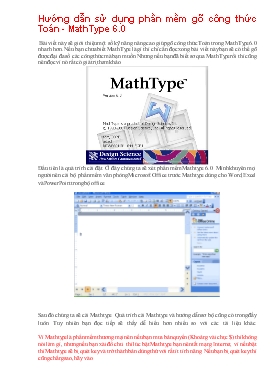 Hướng dẫn sử dụng phần mềm gõ công thức Toán - MathType 6.0