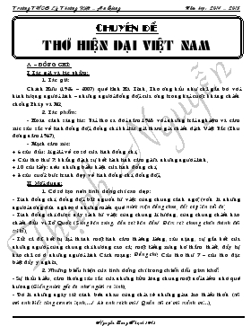 Ôn tuyển sinh Ngữ văn 10 - Chuyên đề thơ hiện đại Việt Nam