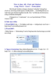 Tìm và thay thế - Find and Replace trong Word – Excel – Powerpoint
