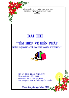 Bài thi ‘‘Tìm hiểu về hiến pháp nước cộng hoà xã hội chủ nghĩa Việt Nam’’ (Trần Thị Loan)