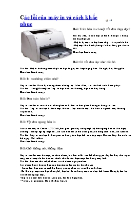 Các lỗi của máy in và cách khắc phục