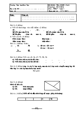 Đề kiểm tra cuối năm môn: Toán - lớp 1