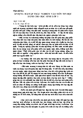 Đề tài Áp dụng bài tập trắc nghiệm vào môn tin học dành cho học sinh lớp 3