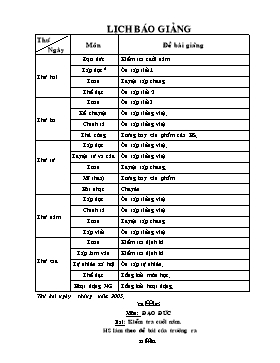 Giáo án Lớp 2 Tuần thứ 35