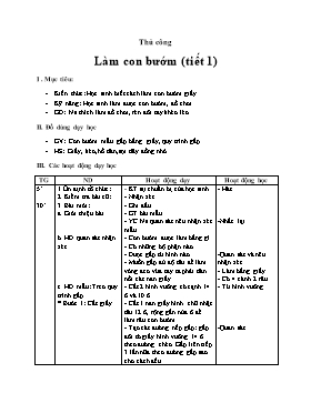 Giáo án Thủ công 2: Làm con bướm (tiết 1)