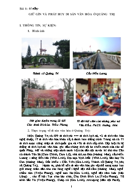 Sách giáo khoa Giáo dục công dân 8 bài 1: Giữ gìn và phát huy di sản văn hóa ở Quảng Trị