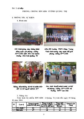 Sách giáo khoa Giáo dục công dân 8 bài 2: Phòng, chống HIV/ AIDS ở tỉnh Quảng Trị
