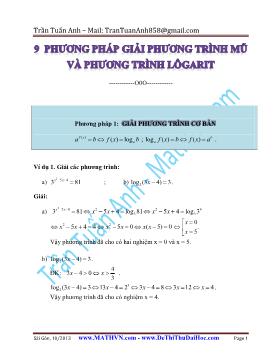 9 phương pháp giải phương trình mũ và phương trình logarit