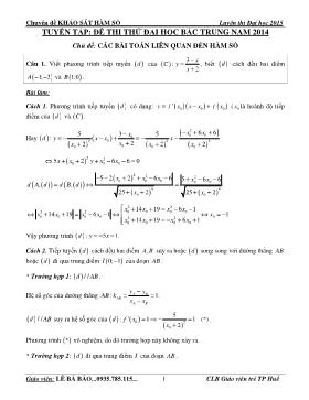 Chủ đề:Ccác bài toán liên quan đến hàm số
