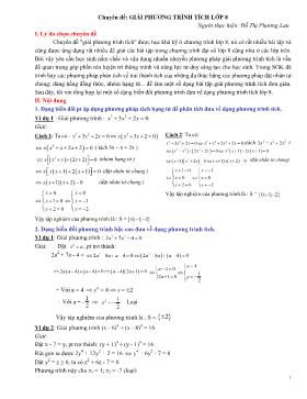 Chuyên đề: Giải phương trình tích lớp 8