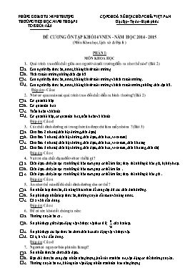 Đề cương ôn tập khối 4 VNEN - Học kì I - Năm học 2014 - 2015 (môn khoa học, lịch sử & địa lí )