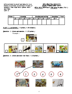 Đề kiểm tra học kỳ I môn: Tiếng anh- Lớp 3