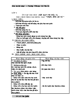 Giáo án Âm nhạc Lớp 1 đến 5 - Tuần 4 – Trường Tiểu học Xã Tân Ân